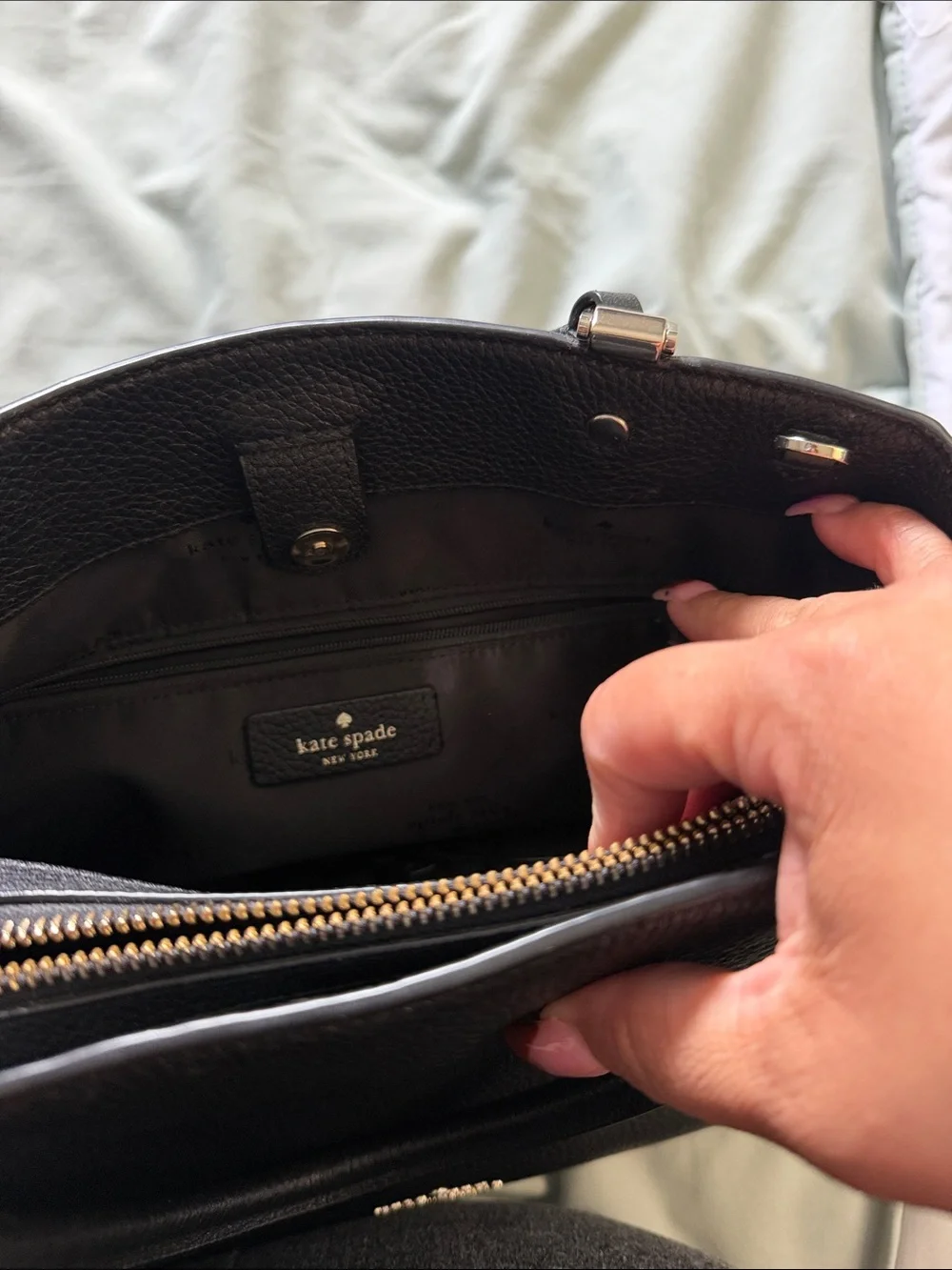 kate spade Black Pebbled Leather Top-Handle Briefcase